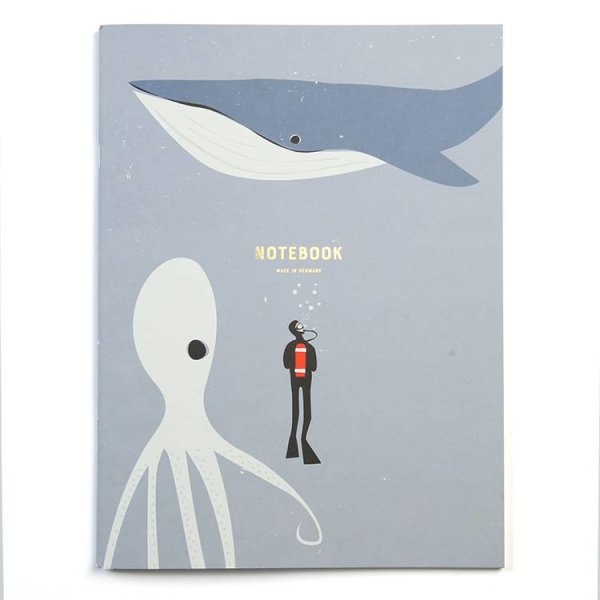 pleased to meet Dive, Whale and Octopus Notebook, Notizbuch (liniert)