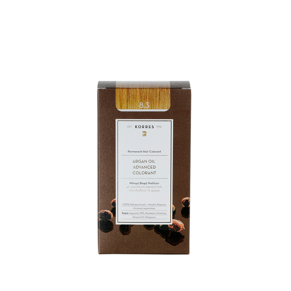 Korres Advanced Argan Oil Permanent Hair Colorant Golden Honey 8.3, Haarfarbe Honigblond