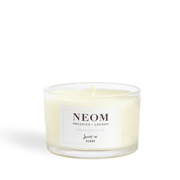 Neom Organics Candle Tranquility/Perfect nights sleep TRAVEL, Duftkerze Lavendel, s&uuml;&szlig;em Basilikum &amp; Jasmin 75g